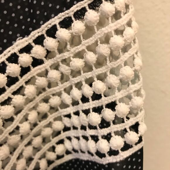 Have Black White Polka Dot Sheer Lace Blouse Fairy Goth Whimsy Size Large - Picture 2 of 5
